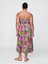 Kadın Pembe Floral V-Yaka Midi Elbise 3