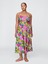 Kadın Pembe Floral V-Yaka Midi Elbise 4