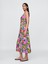 Kadın Pembe Floral V-Yaka Midi Elbise 5