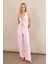 Kadın Pembe Gofre Yelek Pantalon Takım FLU330 1