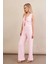 Kadın Pembe Gofre Yelek Pantalon Takım FLU330 3