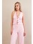 Kadın Pembe Gofre Yelek Pantalon Takım FLU330 4