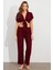 Kadın Bordo Bağlamalı Bürümcük Takım Q1012 2