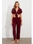 Kadın Bordo Bağlamalı Bürümcük Takım Q1012 3