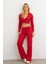 Kadın Kırmızı Crop Üstlü İkili Pantolon Takım XL10052 3