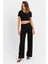 Kadın Siyah Crop Pantolon Takım RU6933 2