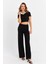 Kadın Siyah Crop Pantolon Takım RU6933 3
