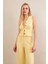 Kadın Sarı Gofre Yelek Pantalon Takım FLU330 1