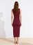 91493 Aksesuar Detaylı Asimetrik Elbise-Bordo 2