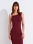 91493 Aksesuar Detaylı Asimetrik Elbise-Bordo 5