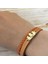 Buse İsmine Özel 14 Ayar Altın Plakalı Kahverengi Derili Taç Motifli Hediye Bileklik-491 İsim 5