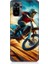Xiaomi Redmi Note 10 Uyumlu Alevler Arasında Motosiklet Sıçrayışı Desenli Silikon Kılıf 1