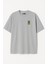 Yeni Zelanda Posta Pulu Baskılı Unisex %100 Pamuk Oversize Bisiklet Yaka Gri T-Shirt 3