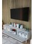 Modern Beyaz 3 Kapaklı Tv Ünitesi 140 cm Geniş Depolama Alanı, Salon, Fonksiyonel Tv Sehpası 2