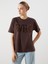 Yeni Sezon Bisiklet Yaka Baskili Oversize Kadin Tisort - S5RG50Z8 1