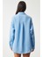 Oversize Basic Müslin Gömlek Gök Mavi LMX0002 6