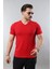 Erkek %100 Pamuk Slim Fit Dar Kesim V Yaka Basic Tişört 1