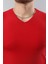 Erkek %100 Pamuk Slim Fit Dar Kesim V Yaka Basic Tişört 2