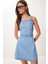Sırt Dekolteli Mini Denim Elbise 2