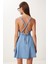 Sırt Dekolteli Mini Denim Elbise 5