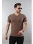 Erkek %100 Pamuk Slim Fit Dar Kesim V Yaka Basic Tişört 1