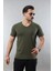 Erkek %100 Pamuk Slim Fit Dar Kesim V Yaka Basic Tişört 1