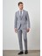 Erkek Mavi Tend Keten Slim Fit Sivri Yaka Takım Elbise 3