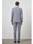 Erkek Mavi Tend Keten Slim Fit Sivri Yaka Takım Elbise 5