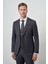 Erkek Füme Poliviskon Slim Fit Yelekli Mono Yaka Takım Elbise 1
