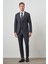 Erkek Füme Poliviskon Slim Fit Yelekli Mono Yaka Takım Elbise 4