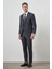 Erkek Füme Poliviskon Slim Fit Yelekli Mono Yaka Takım Elbise 5