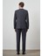 Erkek Füme Poliviskon Slim Fit Yelekli Mono Yaka Takım Elbise 6