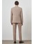 Erkek Bej Yünlü Slim Fit Yelekli Mono Yaka Takım Elbise 5