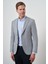 Erkek Lacivert Keten Dokuma Slim Fit Mono Yaka Ceket 1