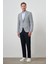 Erkek Lacivert Keten Dokuma Slim Fit Mono Yaka Ceket 2