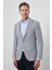 Erkek Lacivert Keten Dokuma Slim Fit Mono Yaka Ceket 4