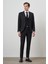 Erkek Siyah Trend Yelekli Slim Fit Sivri Yaka Takım Elbise 2