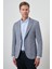 Erkek Lacivert Keten Dokuma Slim Fit Mono Yaka Ceket 1