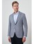 Erkek Lacivert Keten Dokuma Slim Fit Mono Yaka Ceket 3