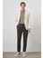 Erkek Bej Keten Trend Slim Fit Mono Yaka Ceket 3
