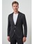 Erkek Siyah Trend Slim Fit Yandan Lastikli Mono Yaka Takım Elbise 1