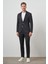 Erkek Siyah Trend Slim Fit Yandan Lastikli Mono Yaka Takım Elbise 2