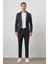 Erkek Siyah Trend Slim Fit Yandan Lastikli Mono Yaka Takım Elbise 3