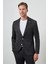 Erkek Siyah Trend Slim Fit Yandan Lastikli Mono Yaka Takım Elbise 4