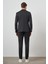 Erkek Siyah Trend Slim Fit Yandan Lastikli Mono Yaka Takım Elbise 5