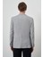 Erkek Gri Keten Dokuma Desenli Slim Fit Mono Yaka Ceket 5