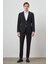 Erkek Siyah Trend Çizgili Slim Fit Mono Yaka Takım Elbise 2
