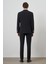 Erkek Siyah Trend Çizgili Slim Fit Mono Yaka Takım Elbise 5