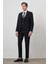Erkek Siyah Poliviskon Basic Yelekli Slim Fit Mono Yaka Takım Elbise 4