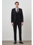 Erkek Siyah Poliviskon Basic Yelekli Slim Fit Mono Yaka Takım Elbise 5